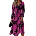 thumbnail image 2 of BOMYJESK Summer Dresses Ruffle Hem Swing Fall Midi Dress Hugging Slim Beach Casual Vacation Office Dress Hot Pink 3XL, 2 of 5