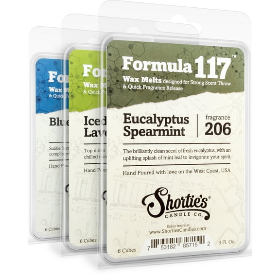 Fresh & Clean Wax Melts Variety Pack - Blue Moon, Iced Mint Lavender, Eucalyptus Spearmint - Highly Scented   Natural Oils - Shortie's Candle Company