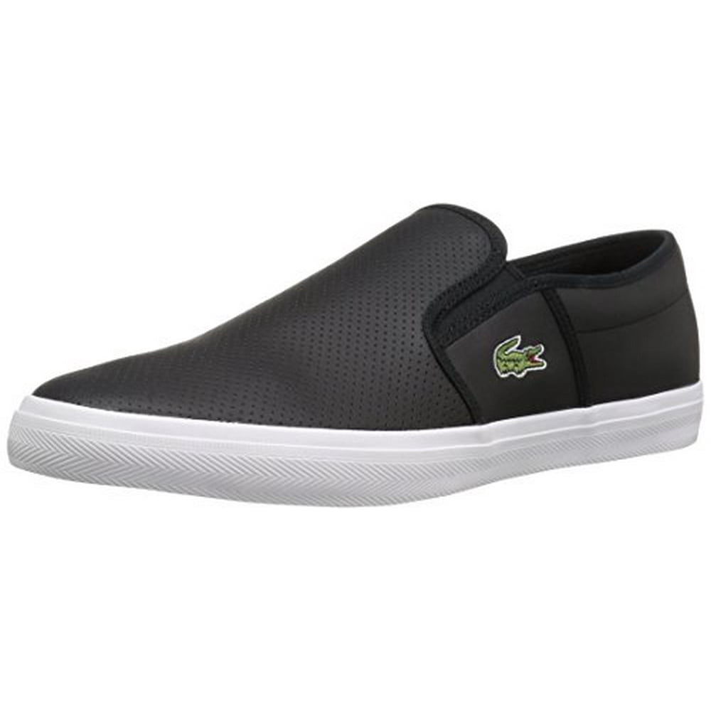 Lacoste - Lacoste Men's Gazon Leather Black Low Top Slip-On Shoes - 10M ...