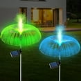 thumbnail image 1 of Luces solares para jardín, paquete de 2 luces solares para exteriores, luces solares de flores con medusas dobles y estrellas que cambian de 7 colores, 1 of 6