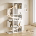 thumbnail image 4 of HOMCOM 5-Tier Bookshelf, S Shaped Geometric Bookcase, White Wood Grain, 4 of 10