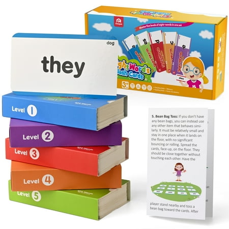 Coogam 520 Sight Words Learning Vocabulary Flash Cards Site Word Educational Montessori Toy for 1 2 3 Years Old