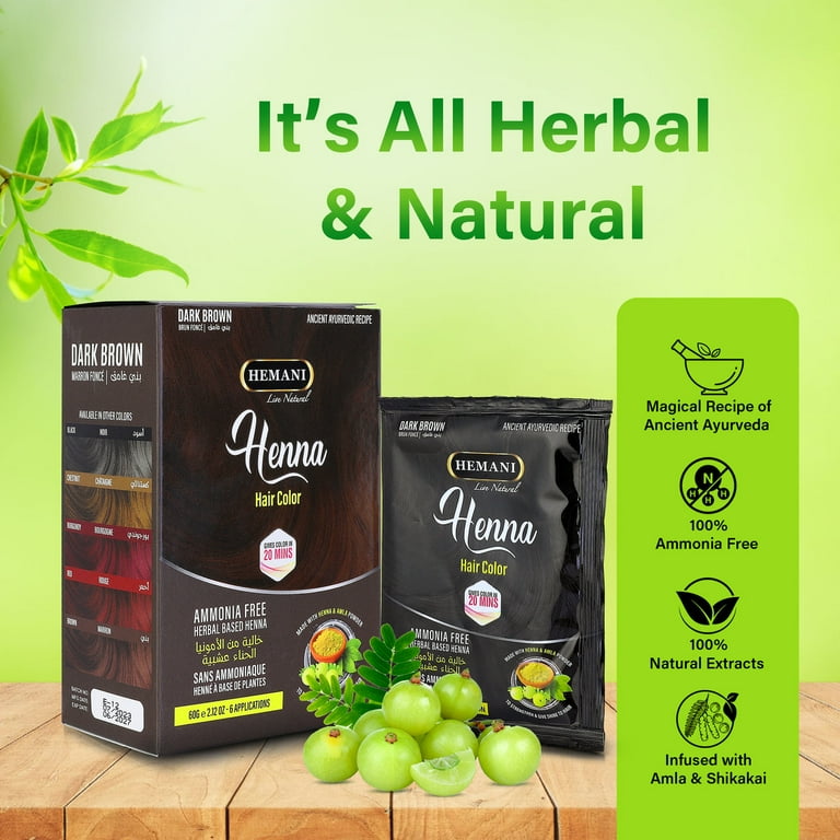 HEMANI Hair Henna Color 2.12 OZ (60g) 6 Applications, Colors in 20