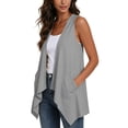thumbnail image 6 of Womens Draped Cardigans Lightweight Sleeveless Open Front Duster Summer Casual Vest Jacket with Pockets (L, Gray), 6 of 7