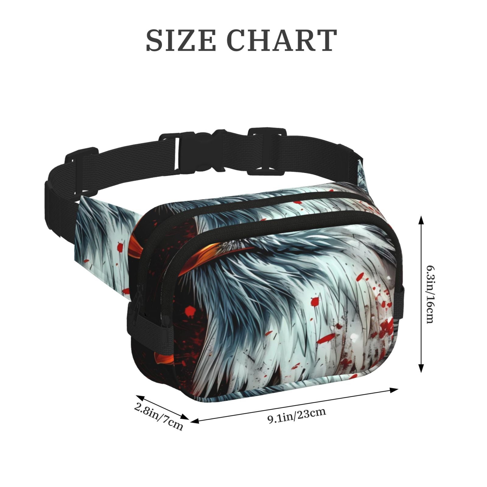 Picia USA Bald Eagle Print Square Double-Layer Waist Bag Mini Adjustable Waist Belt Bag Exercise Running Travel Hiking