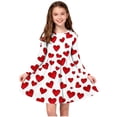 thumbnail image 2 of Girls White Heart Print Long Sleeve Dress for Valentine's Day, A-Line Stretchy Casual Party Wear,Size 13-14 T, 2 of 6
