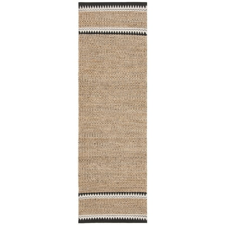 SAFAVIEH Natural Fiber Becky Solid Runner Rug, Natural/Black, 2'3" x 6'