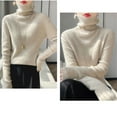 thumbnail image 7 of NMMUED Turtleneck Sweater Women Pullover Sweaters for Women Knit Sweater for Women Fitted Sweaters for Women, Beige L, 7 of 7