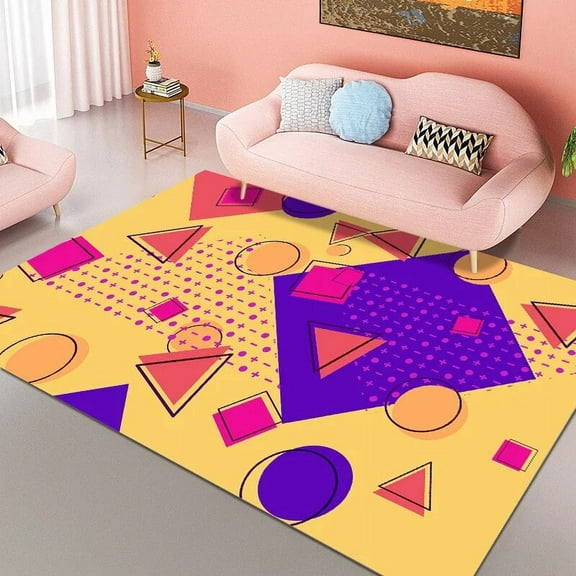 Modern Colorful Geometry Carpet Bedroom Decoration Sofa Bedside Carpets Living Room Area Rug Lounge Checkroom Non-slip Floor Mat