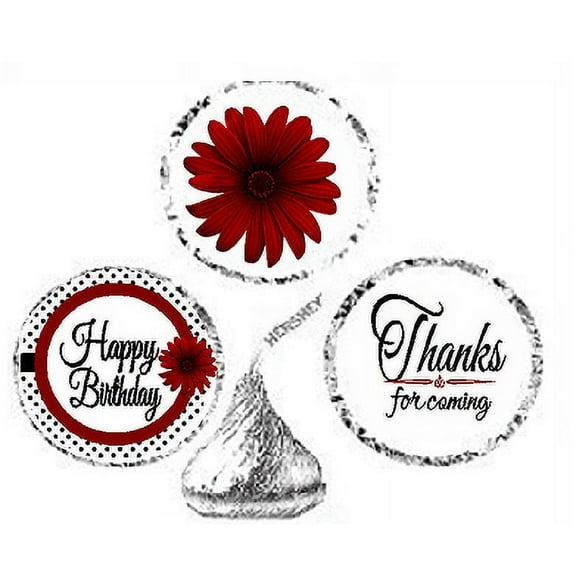 216ct Red Happy Birthday Party Favor Candy Decoration Stickers Labels Fits Kisses Chocolates Party Favors Envelope