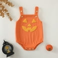 thumbnail image 2 of MUXiin Baby Halloween Bodysuit Orange Pumpkin Print Unisex Romper Soft Short Sleeve Cute Fall Outfit for Boys Toddler Comfortable Breathable,Yellow,0-3 Months, 2 of 8