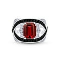thumbnail image 2 of AFFY 4.38 Ct Emerald Cut Garnet, White Topaz & Black Spinel Solitaire Engagement in 14k White Gold Over Sterling Silver Ring Size - 8, 2 of 7