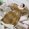 thumbnail image 3 of PAVILIA Sherpa Blanket with Sleeves, Foot Pocket for Women Men Adults, Thick Wearable Blanket Throw Wrap, Fleece Warm Snuggle Blanket Robe, Cozy Gift Ideas Wife Mom, Cheetah Print, 3 of 7