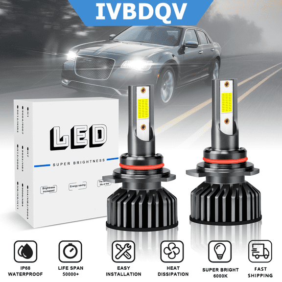 For Chrysler 300 2011-2015 LED Headlights 9012/HIR2 High Low Beam Bulb 2Pcs 50W 6000K Super Bright White