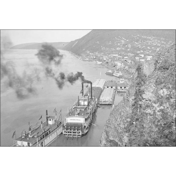 24"x36" Gallery Poster, Riverboats on the Yukon River at Ruby, Alaska 1900s