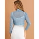 thumbnail image 5 of Día de San Patricio Cárdigan Cortas De Manga Larga Floral Transparente Para Mujer Gris azul S, 5 of 6