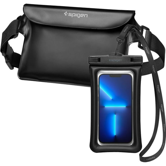 Spigen Aqua Shield Waterproof Dry Bag and Waterproof Universal Phone Pouch Up to 6.9" Black- AMP04533