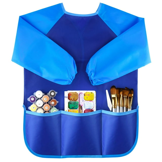 Kuuqa Bata De Arte Infantil Impermeable Delantales De Arte Para Niños Con 3 Bolsillos Amplios Suministros De Pintura (Pinturas Y Pinceles No Incluidos)