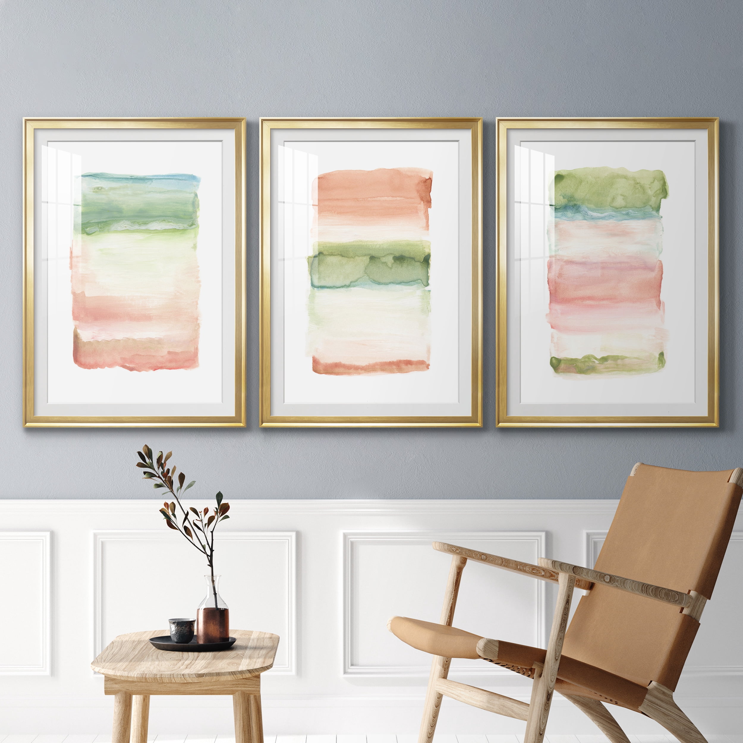 Skye I Premium Framed Prints Set of 3 - Ready to Hang - 26.5 x 36.5 Each - Gold Frame