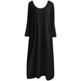 thumbnail image 4 of GaThRRgYP Summer Dresses,Women's Cotton Linen Turndown Collar Long Sleeve Pocket Loose Long Shirt Dress, 4 of 4