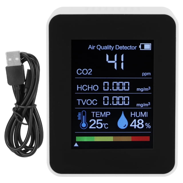 Zerodis Pantalla a Color Detector de Dióxido de Carbono CO2 HCHO Monitor Portátil de Calidad del Aire Probador de Temperatura Y Humedad Adecuado para Oficinas, Hogares, Gimnasios(Blanco) EOTVIA NO