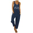 thumbnail image 1 of Pantalones largos de mono con tirantes de bolsillo con botones estampados a la moda para mujer Pompotops ulkah941595, 1 of 4