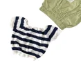 thumbnail image 5 of Cutemily-Camiseta de algodón calada de punto para niña, Top de manga corta con cuello redondo y cuello abatible, Top transpirable con bloques de Color, 5 of 5