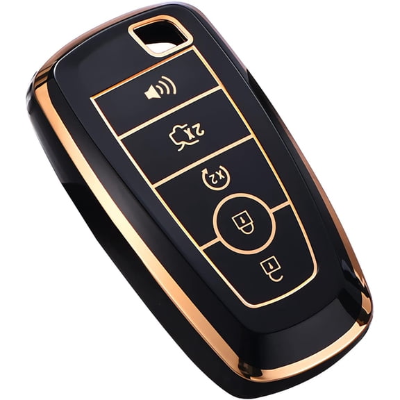 Key Fob Cover Compatible with Fit for Ford Explorer Bronco Escape Edge Expedition Mustang F150 Lincoln Keychain Case Holder Protector,Black