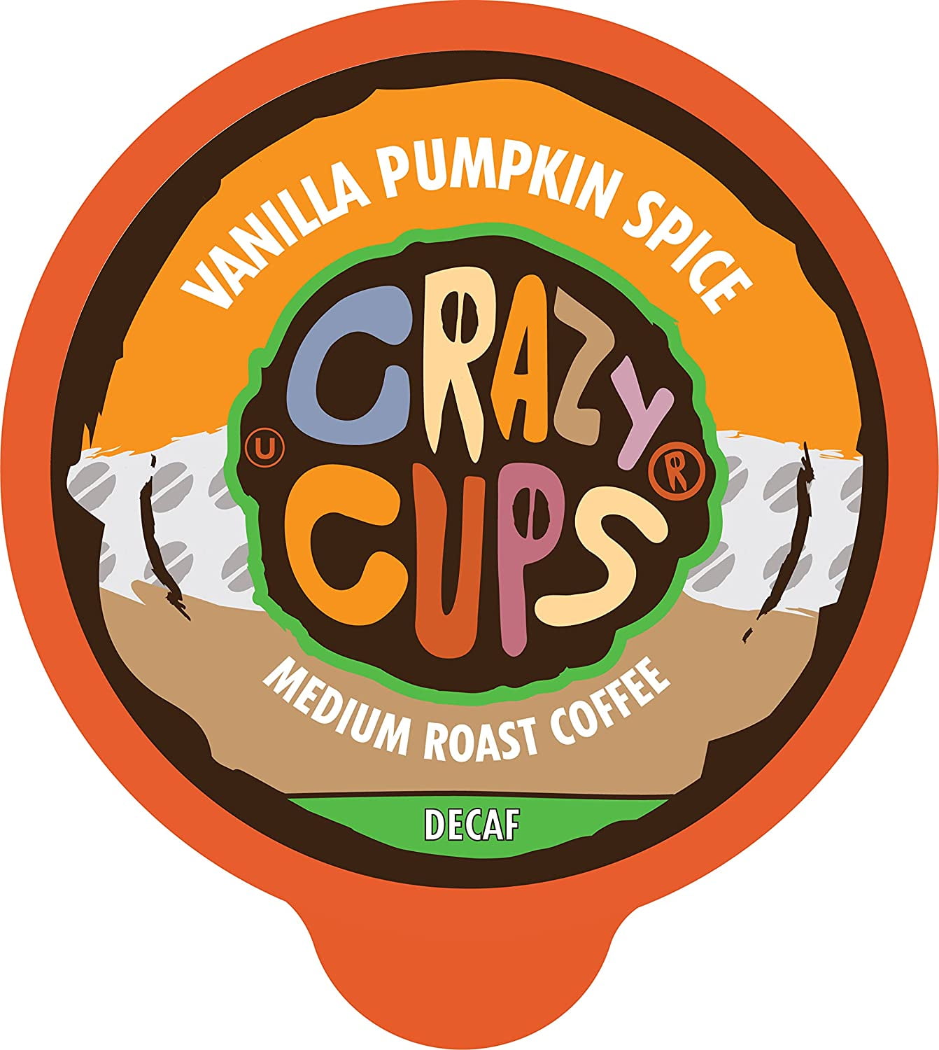 Crazy Cups Decaf Flavored Vanilla Pumpkin Spice Coffee Pods, Recyclable Medium Roast Single Serve for Keurig K Machines, Brew Hot or Iced, 22 Count