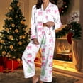 thumbnail image 5 of Christmas Pajamas 100% Cotton Womens Pajamas Set 2 Piece Soft Button-Down Xmas PJs Set Sleepwear Loungewear S-XXL, 5 of 6