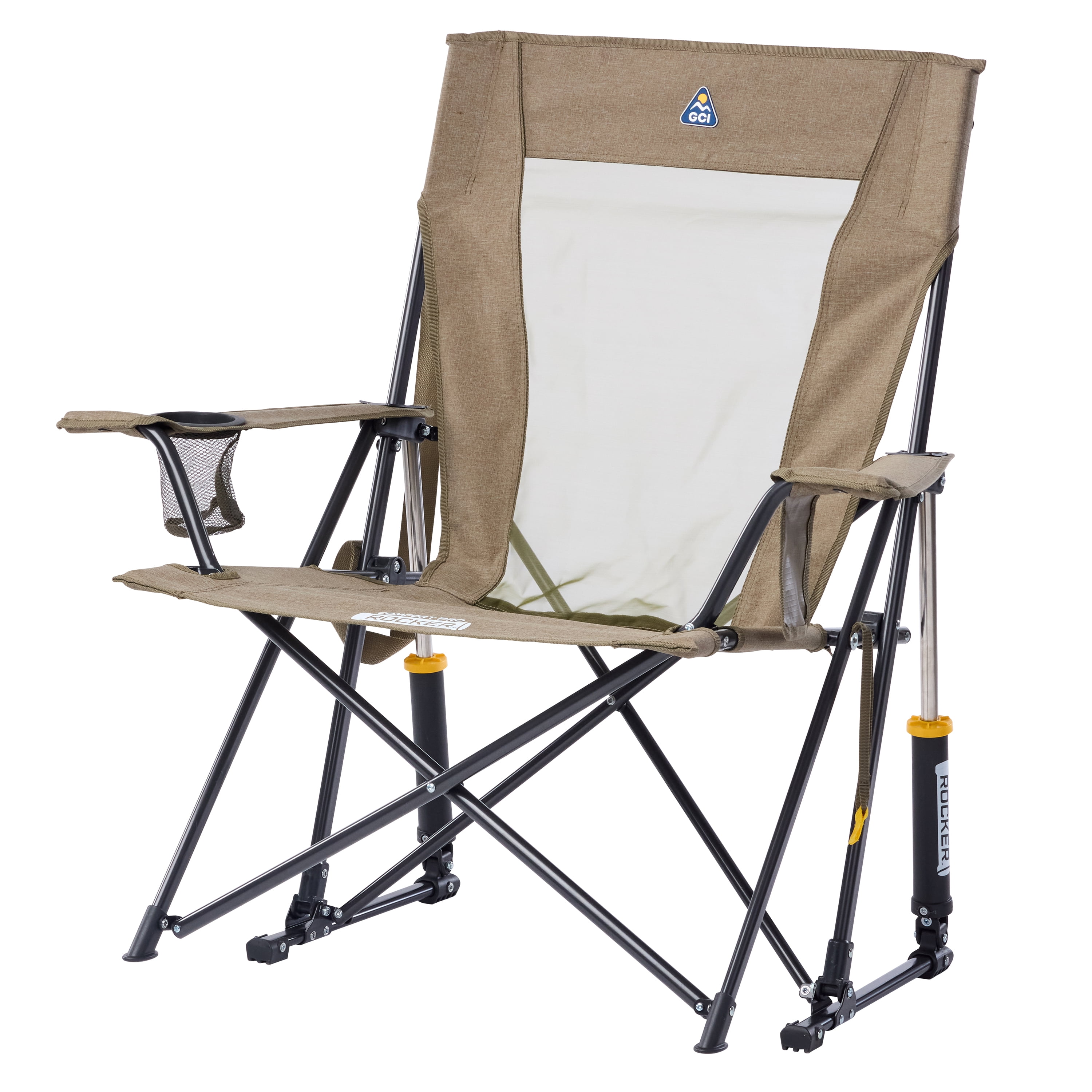 GCI Outdoor Comfort Pro Rocker XL Oversized Rocking Camping Chair, Heathered Aged Fatigue