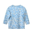 thumbnail image 5 of Drmagiyhm Blue Girls 3/4 Sleeve Shirts Size 10-12 Cute Crewneck Shirt Floral Print T-Shirts Casual Fashion Little Girl Fall Winter Tops, Tees & Blouses 11-12 Years, 5 of 5