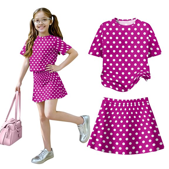 Summer Outfits for Children Girls Size 8 Cute Two Piece Outfits Tracksuit Casual Short Sleeve T Shirt and Skirt Set Clothing Sets Light Blue 9-10 Years
