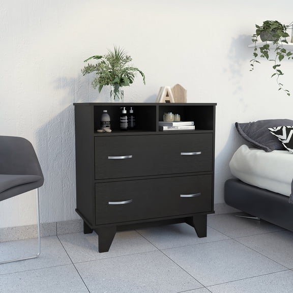 Miekor Furniture Aaron 2-Drawer 2-Shelf Dresser Black Wengue B5A5690