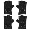thumbnail image 1 of ColoMX 2 pares de guantes sin dedos para niños: guantes de baile sin dedos para niños - Mitones de poliuretano calados con adornos brillantes para fiestas de Halloween., 1 of 7