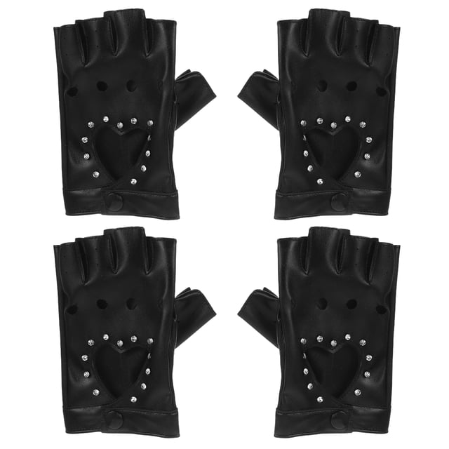 ColoMX 2 pares de guantes sin dedos para niños: guantes de baile sin dedos para niños - Mitones de poliuretano calados con adornos brillantes para fiestas de Halloween.