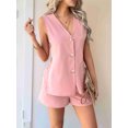 thumbnail image 3 of Womens Summer Vacation Outfits Beach Travel Cruise Resort Wear 2 Piece Short Sets Casual Tank Tops and Shorts Pink L, 3 of 8