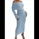 thumbnail image 2 of Vestido Ajustado Tipo Suéter con Hombros Descubiertos para Mujer, Elegante, de Larga, para Fiesta en Club, Midi y Formal. Azul M, 2 of 9