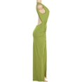 thumbnail image 4 of Gibobby Vestido de noche mujer Vestido largo con abertura y escote en V sexy sin espalda a la moda para mujer con piernas.(Verde,G), 4 of 5