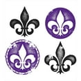 thumbnail image 3 of Fleur De Lis Duvet Cover Set, Arrangement of Fleur De Lis Designs Silhouettes Vintage Spiral Art, Decorative 2 Piece Bedding Set with 1 Pillow Shams, Twin Size, Black Purple, by Ambesonne, 3 of 3