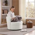 thumbnail image 3 of YYEAN Boucle Swivel Accent Armchair, 360-Degree Swiveling Barrel Living Room Chair,34.5″ W × 32.5″ D × 26.5″ H,White, 3 of 13