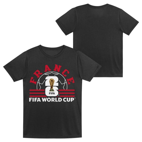 FIFA World Cup 2026 Youth Boys France Black Soccer Ball Graphic Tee