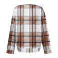 thumbnail image 5 of Women's Casual Shirts Long Sleeve Tops Button Up V Neck Loose Knit Fall Favorites For Women with Large Plaid Print Waffle Henley Shirt, Autumn Winter Fashion Comfortable Blouse,Khaki,2XL, 5 of 7