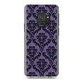 thumbnail image 1 of DistinctInk Clear Shockproof Hybrid Case for Samsung Galaxy S9 (5.8" Screen) - TPU Bumper, Acrylic Back, Tempered Glass Screen Protector - Purple Black Damask Floral - Floral Damask Pattern, 1 of 5