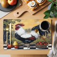 thumbnail image 2 of Placemat Set of 4 White Black Rooster Fruit Trees Placemats for Dining Table Oil Painting Washable Table Mats for Kitchen and Party Decor Indoor & Outdoor Use, 2 of 8