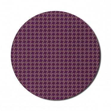 Garden Mouse Pad for Computers, Botanical Swirly Leafage Branches Curling Foliage Frame Retro Design Pattern, Round Non-Slip Thick Rubber Modern Mousepad, 8" Round, Purple and Beige, by Ambesonne
