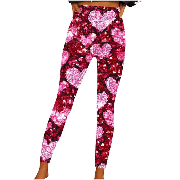 Buigttklop Women Valentine'S Day Heart Printed Leggings for Women,Workout Running Yoga Leggings for Women,Yoga Pants for Yoga Workout Gym