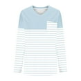 thumbnail image 4 of Jalioing Striped Pullover Tee for Women V Neck Long Sleeve Oversized Shirts Plus Size Casual Loose Blouses with Pocket, 4 of 5