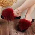 thumbnail image 6 of Viluyesy Womens Fuzzy Slippers Fluffy Faux Fur Open Toe Slide Cozy Non Slip Plush Soft Indoor Outdoor House Slides Red Size 6.5, 6 of 6
