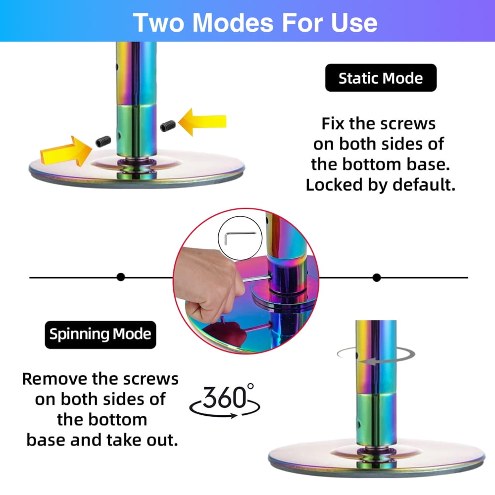 45mm Spin Pole for Home - Portable Dance Pole with Extension, Professional Spinning Fitness Pole for Bedroom, Studio & Exercise